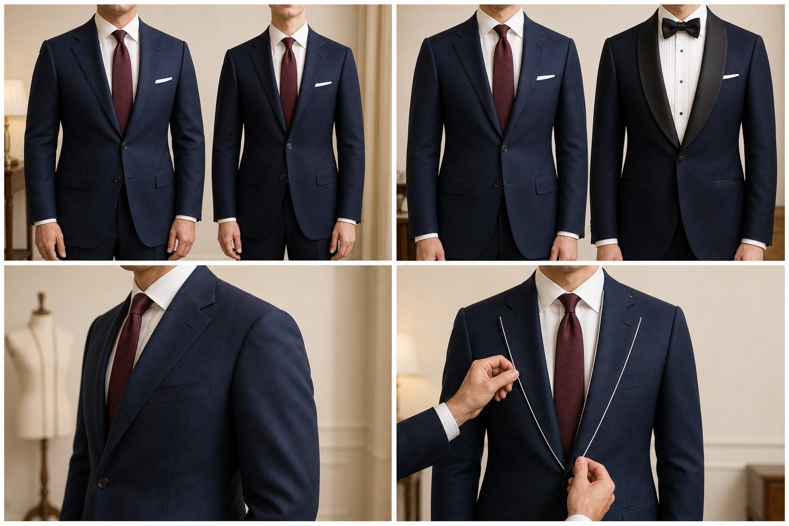 Face and body proportion. A successful lapel frames the shirt, tie and face while remaining credible on the wearer’s chest and shoulders.