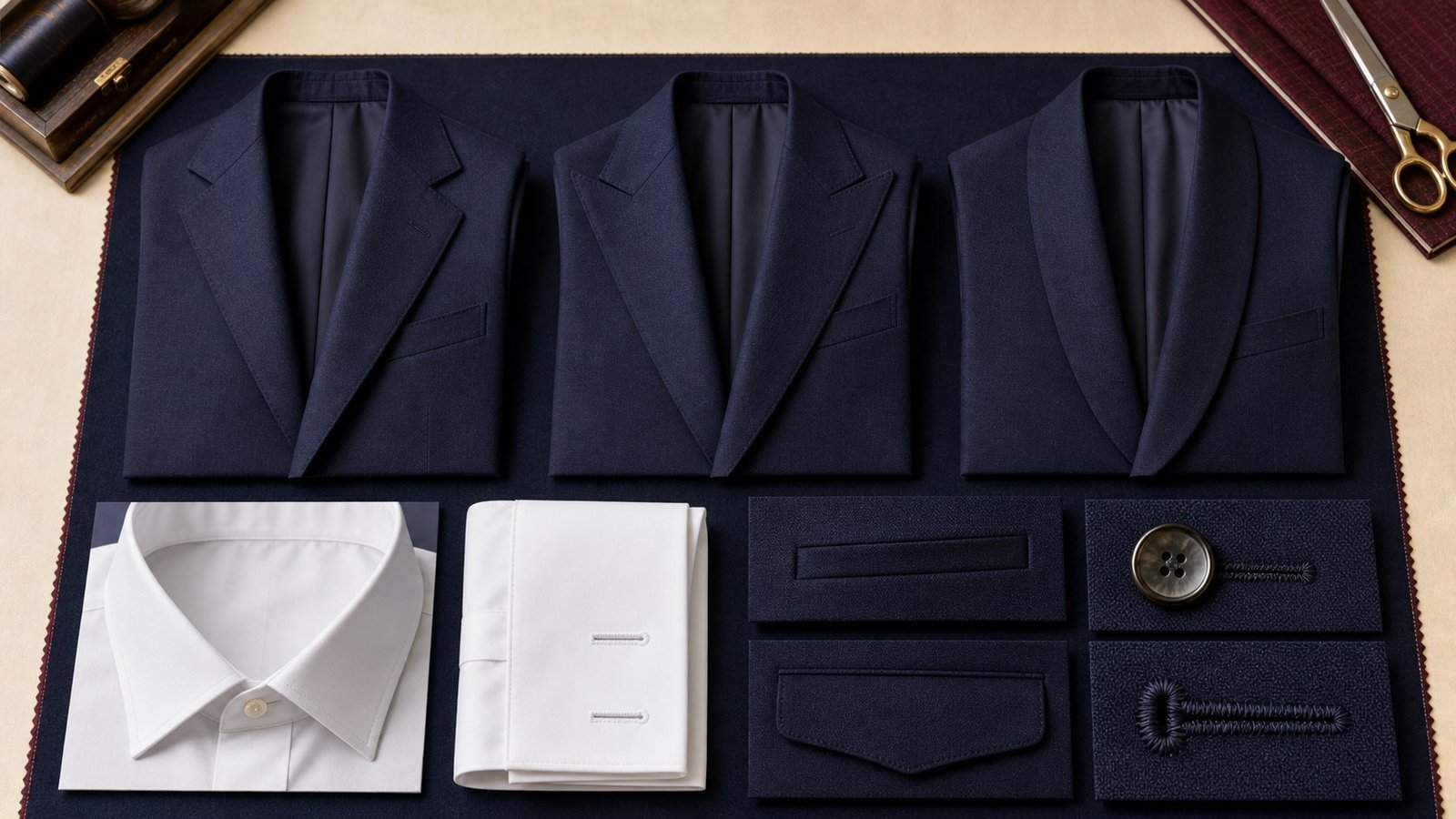 Tailleur et chemiserie. Identifiez l’anatomie des vêtements, souliers, sacs et accessoires sur des gros plans légendés.